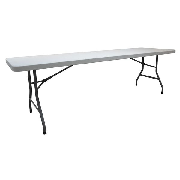 Zoro Select Rectangle Folding Table, 30" W, 96" L, 30" H, Blow Molded Polyethylene Top, White - 4GE27