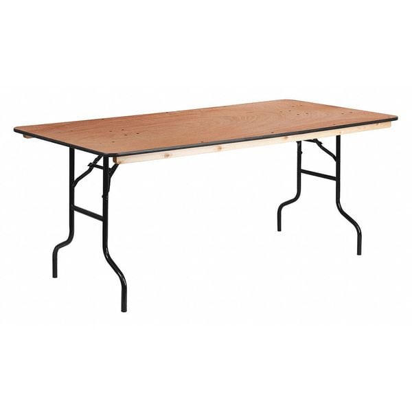 Flash Furniture Rectangle Folding Table, 36" W, 72" L, 30" H, Wood Top, Wood Grain - XA-3672-P-GG