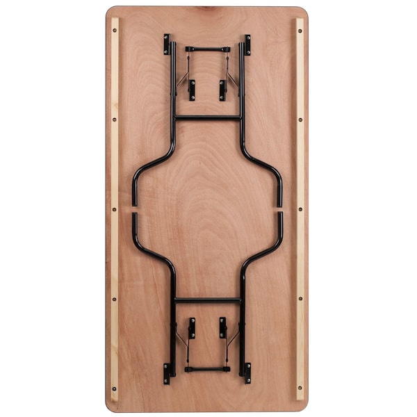 Flash Furniture Rectangle Folding Table, 36" W, 72" L, 30" H, Wood Top, Wood Grain - XA-3672-P-GG