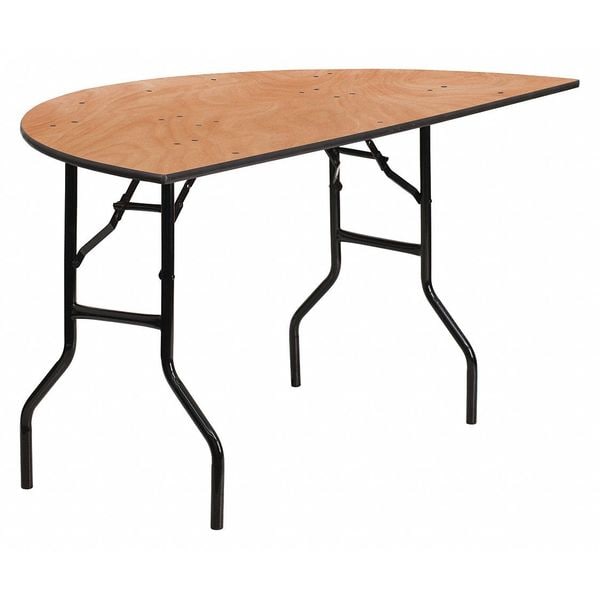 Flash Furniture Half Round Folding Table, 60" W, 30" L, 30.25" H, Wood Top, Wood Grain - YT-WHRFT60-HF-GG