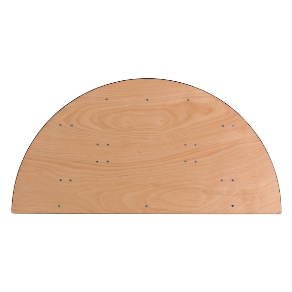 Flash Furniture Half Round Folding Table, 60" W, 30" L, 30.25" H, Wood Top, Wood Grain - YT-WHRFT60-HF-GG