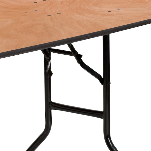 Flash Furniture Half Round Folding Table, 60" W, 30" L, 30.25" H, Wood Top, Wood Grain - YT-WHRFT60-HF-GG
