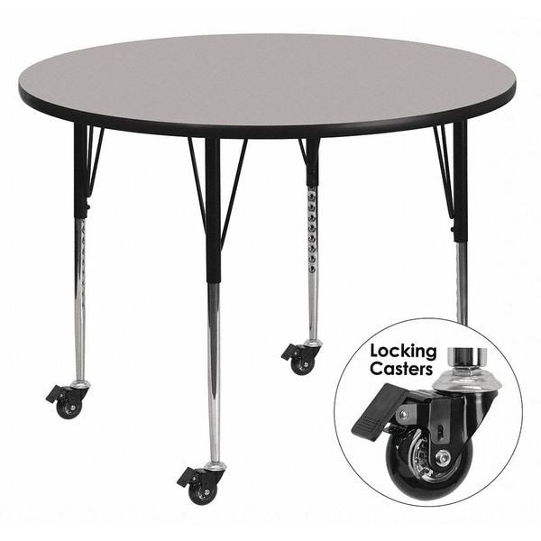 Flash Furniture Round Activity Table, 48" W, 48" L, 30.37" H, Laminate, Grey - XU-A48-RND-GY-T-A-CAS-GG