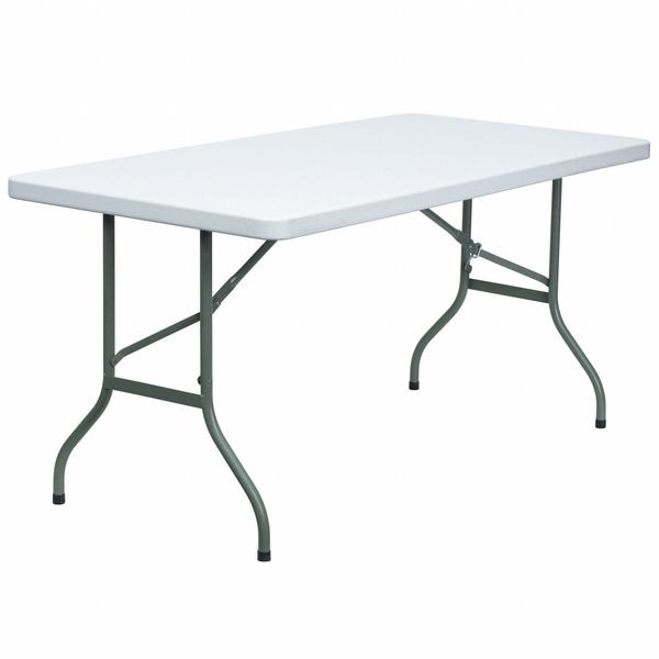Flash Furniture Rectangle Wh 30X60 Plastic Fold Table, 30" W, 60" L, 29" H, Plastic Top, White - DAD-YCZ-152-GG