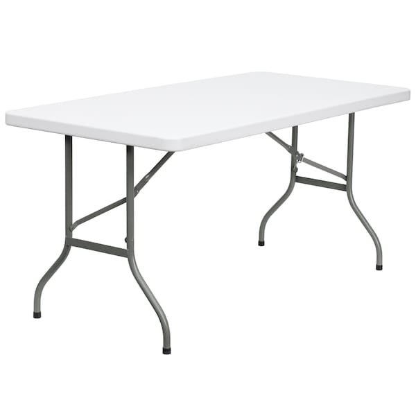 Flash Furniture Rectangle Wh 30X60 Plastic Fold Table, 30" W, 60" L, 29" H, Plastic Top, White - DAD-YCZ-152-GG