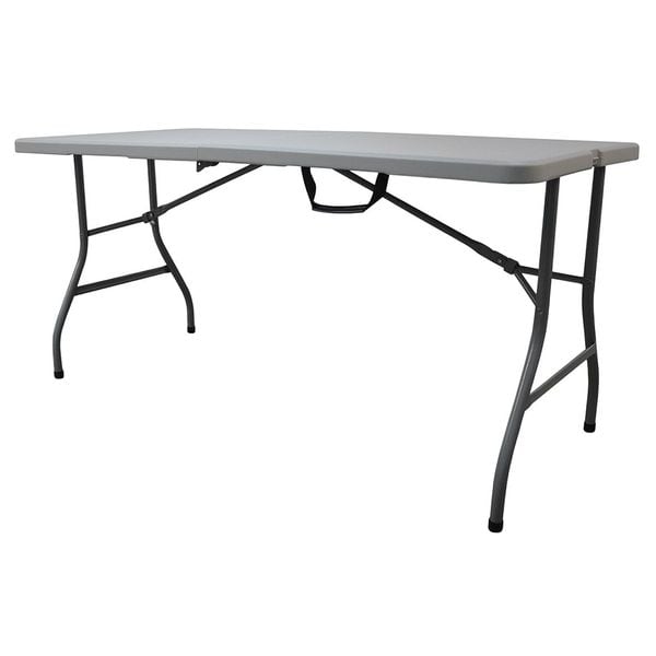 Zoro Select Rectangle Folding Table, 30" W, 61" L, 29" H, Blow Molded Polyethylene Top, Gray - 13V435