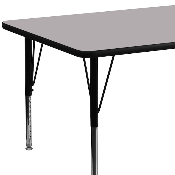 Flash Furniture Rectangle Activity Table, 30 W, 72 L, 25.125 H, Chrome, Laminate, Particleboard, Steel, Grey - XU-A3072-REC-GY-T-P-GG
