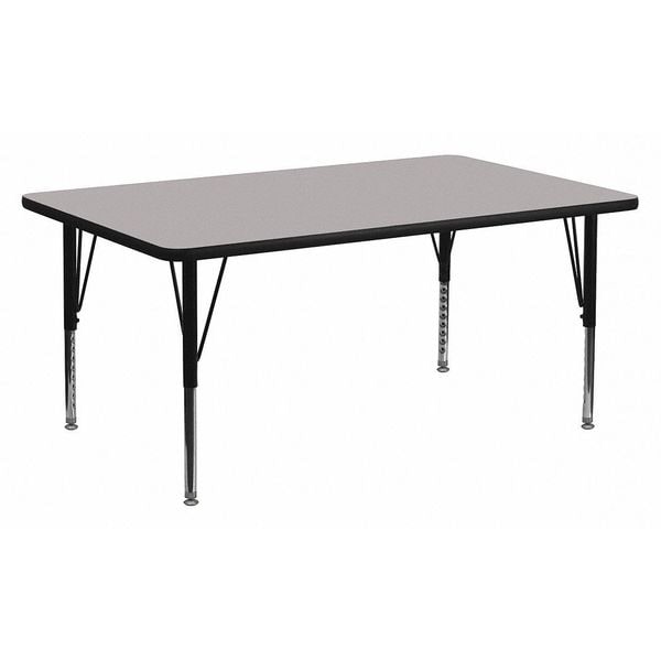 Flash Furniture Rectangle Activity Table, 30 W, 72 L, 25.125 H, Chrome, Laminate, Particleboard, Steel, Grey - XU-A3072-REC-GY-T-P-GG