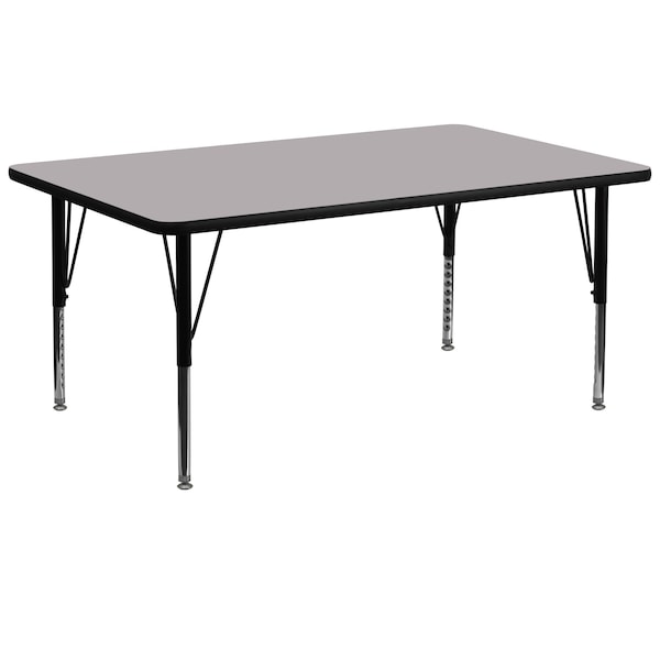 Flash Furniture Rectangle Activity Table, 30 W, 72 L, 25.125 H, Chrome, Laminate, Particleboard, Steel, Grey - XU-A3072-REC-GY-T-P-GG