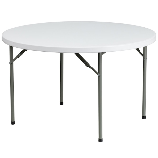 Flash Furniture Round Wh 48Rnd Plastic Fold Table, 48" W, 48" L, 29.25" H, Plastic Top, White - DAD-YCZ-122R-GG