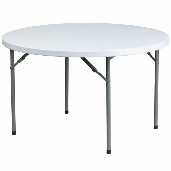 Flash Furniture Round Wh 48Rnd Plastic Fold Table, 48" W, 48" L, 29.25" H, Plastic Top, White - DAD-YCZ-122R-GG