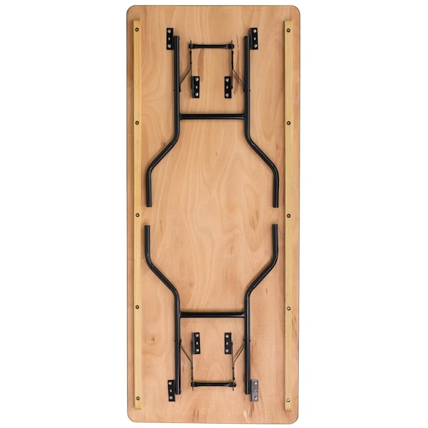 Flash Furniture Rectangle Folding Table, 30" W, 72" L, 30.25" H, Wood Top, Wood Grain - YT-WTFT30X72-TBL-GG