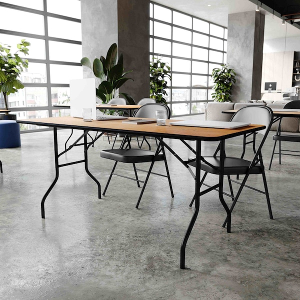 Flash Furniture Rectangle Folding Table, 30" W, 72" L, 30.25" H, Wood Top, Wood Grain - YT-WTFT30X72-TBL-GG