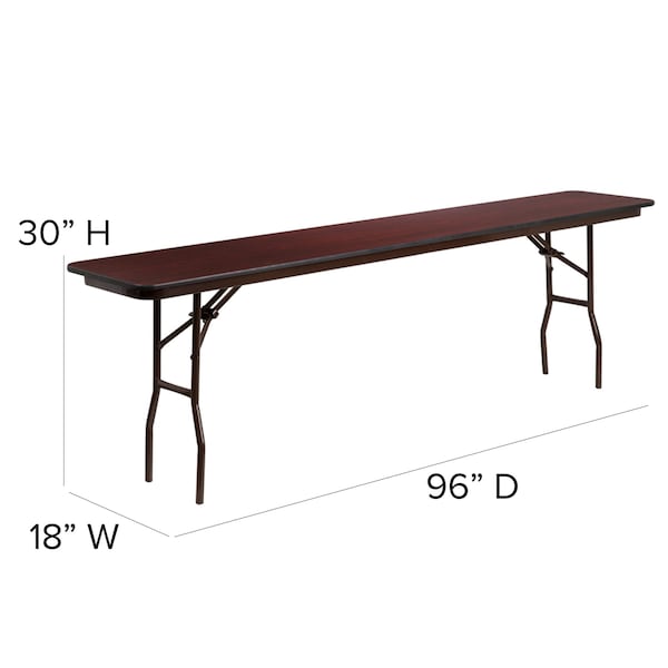 Flash Furniture Rectangle Training Table, 18" W, 96" L, 30" H, Laminate Top, Wood Grain - YT-1896-MEL-WAL-GG