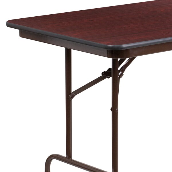 Flash Furniture Rectangle Folding Table, 30" W, 72" L, 30" H, Laminate Top, Wood Grain - YT-3072-MEL-WAL-GG