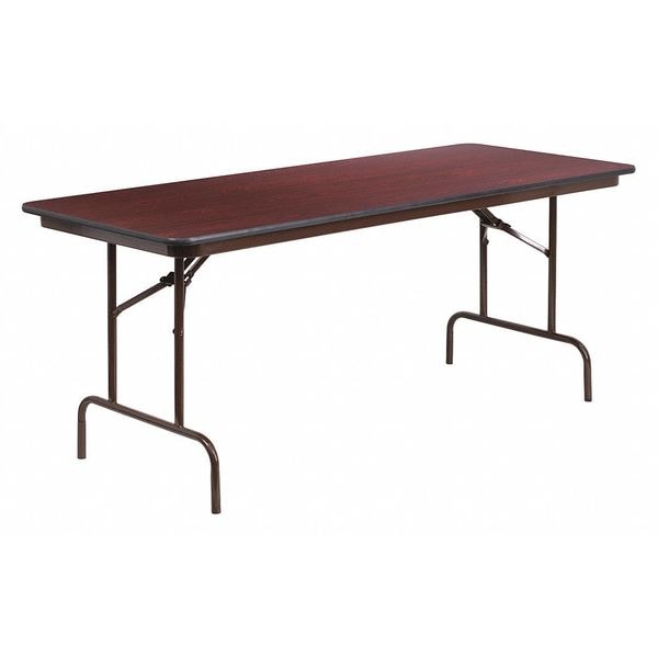 Flash Furniture Rectangle Folding Table, 30" W, 72" L, 30" H, Laminate Top, Wood Grain - YT-3072-MEL-WAL-GG