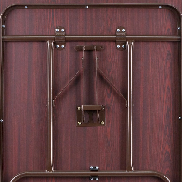 Flash Furniture Rectangle Folding Table, 30" W, 72" L, 30" H, Laminate Top, Wood Grain - YT-3072-MEL-WAL-GG