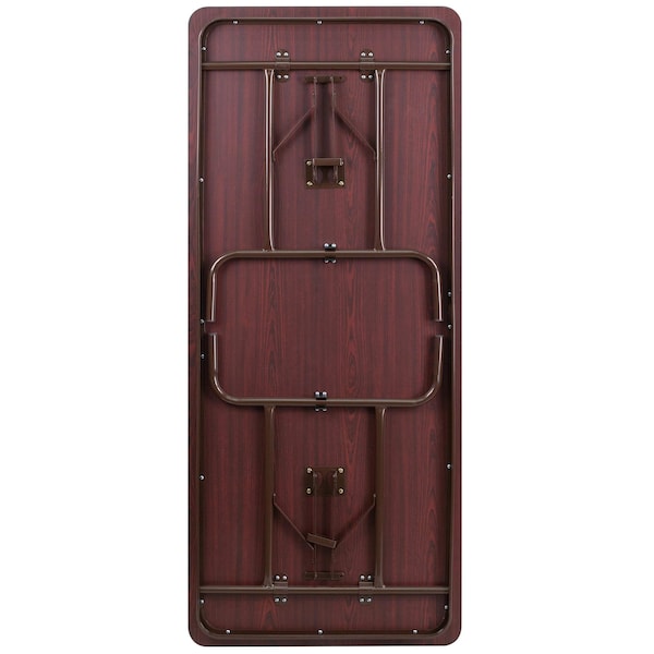 Flash Furniture Rectangle Folding Table, 30" W, 72" L, 30" H, Laminate Top, Wood Grain - YT-3072-MEL-WAL-GG