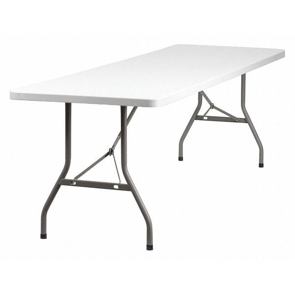 Flash Furniture Rectangle Folding Table, 30" W, 96" L, 29" H, Plastic Top, White - RB-3096-GG