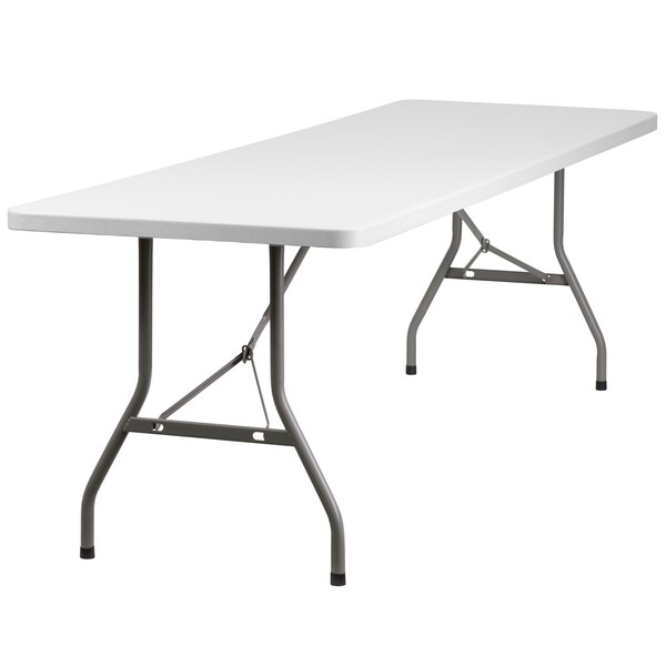 Flash Furniture Rectangle Folding Table, 30" W, 96" L, 29" H, Plastic Top, White - RB-3096-GG