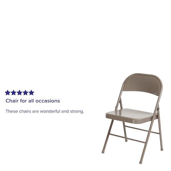 Flash Furniture HERCULES Series Double Braced Gray Metal Folding Chair - 4-BD-F002-GY-GG