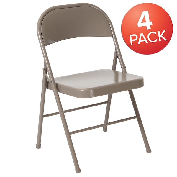 Flash Furniture HERCULES Series Double Braced Gray Metal Folding Chair - 4-BD-F002-GY-GG