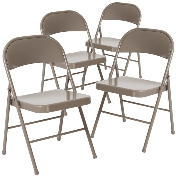 Flash Furniture HERCULES Series Double Braced Gray Metal Folding Chair - 4-BD-F002-GY-GG