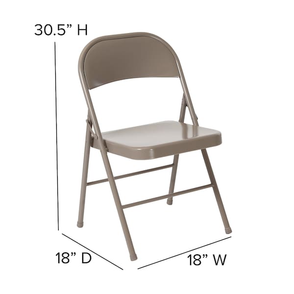Flash Furniture HERCULES Series Double Braced Gray Metal Folding Chair - 4-BD-F002-GY-GG