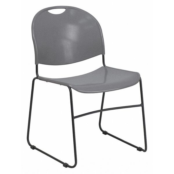 Flash Furniture Stack Chair, Gray w/ Black Frame - RUT-188-GY-GG