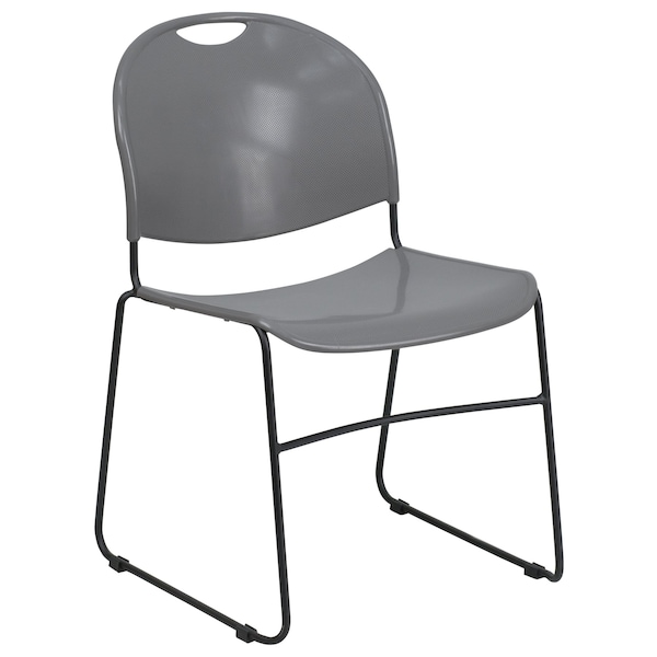 Flash Furniture Stack Chair, Gray w/ Black Frame - RUT-188-GY-GG