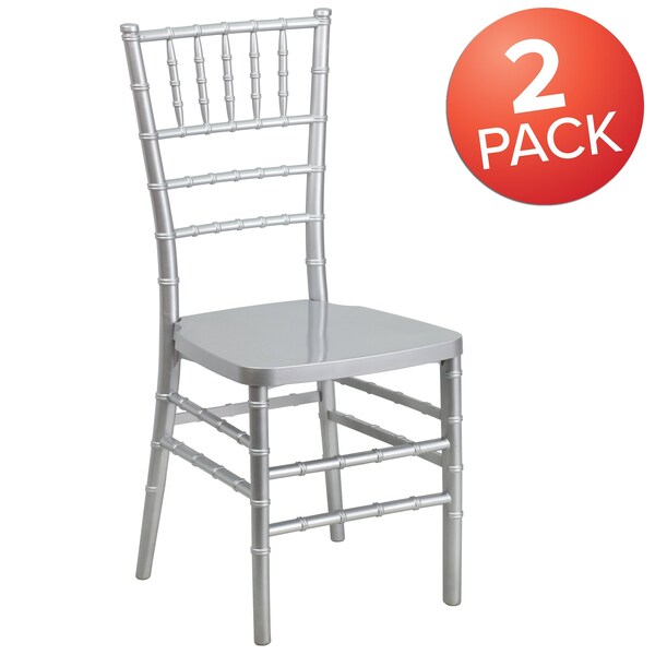 Flash Furniture HERCULES PREMIUM Series Silver Resin Stacking Chiavari Chair - 2-LE-SILVER-GG