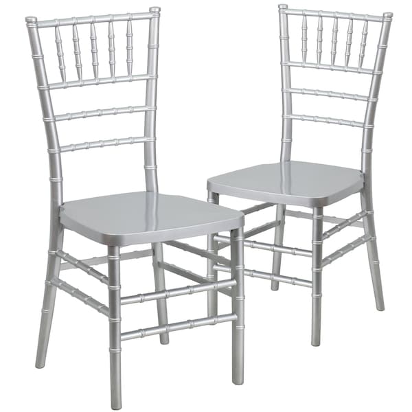 Flash Furniture HERCULES PREMIUM Series Silver Resin Stacking Chiavari Chair - 2-LE-SILVER-GG