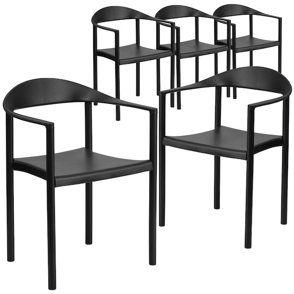 Flash Furniture HERCULES Series 1000 lb. Capacity Black Plastic Cafe Stack Chair - 5-RUT-418-BK-GG