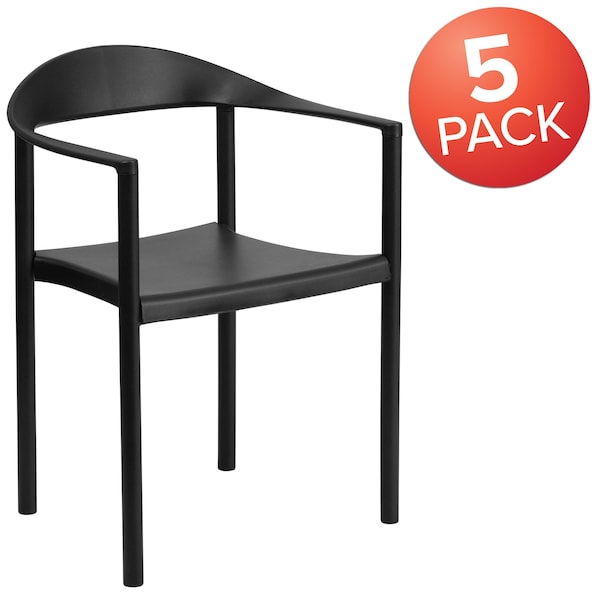 Flash Furniture HERCULES Series 1000 lb. Capacity Black Plastic Cafe Stack Chair - 5-RUT-418-BK-GG