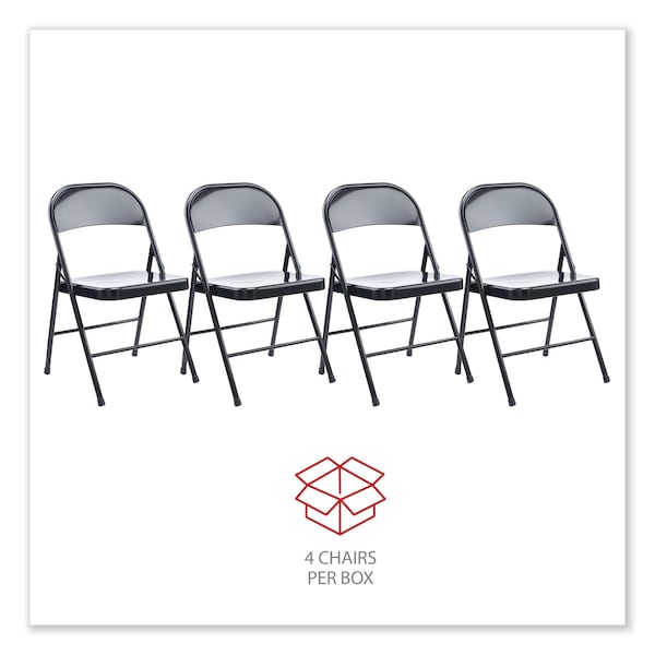 Alera Armless Steel Folding Chair, Supports Up to 275 lb, Black, PK4, 4PK - ALECA941