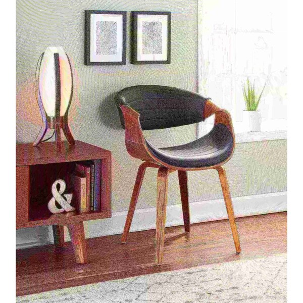 Lumisource Symphony Dining/Accent Chair in Walnut Wood and Black Faux Leather - CH-SYMP WL+BK