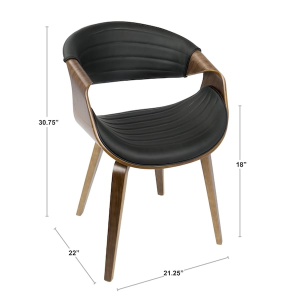 Lumisource Symphony Dining/Accent Chair in Walnut Wood and Black Faux Leather - CH-SYMP WL+BK