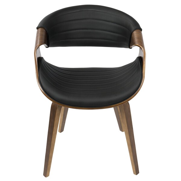 Lumisource Symphony Dining/Accent Chair in Walnut Wood and Black Faux Leather - CH-SYMP WL+BK