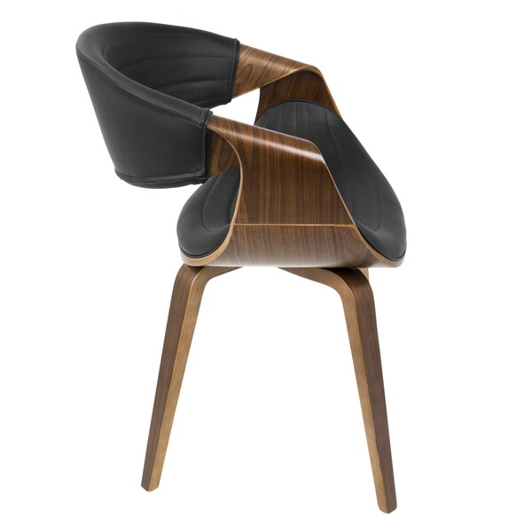 Lumisource Symphony Dining/Accent Chair in Walnut Wood and Black Faux Leather - CH-SYMP WL+BK