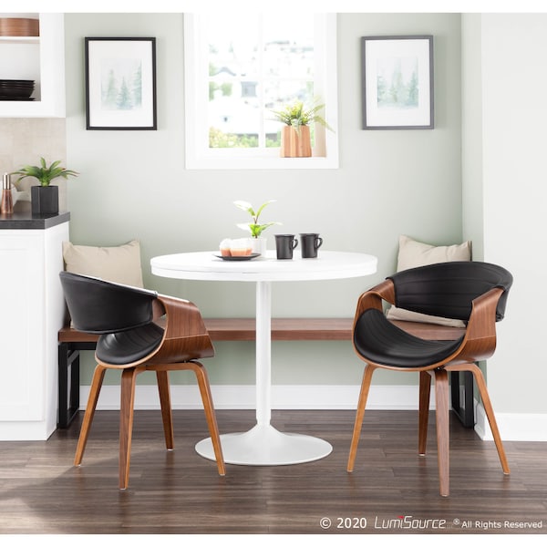 Lumisource Symphony Dining/Accent Chair in Walnut Wood and Black Faux Leather - CH-SYMP WL+BK