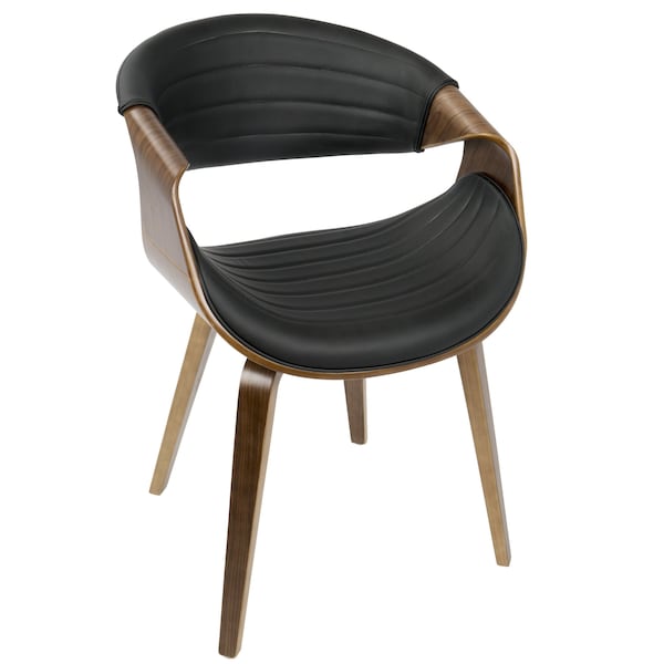 Lumisource Symphony Dining/Accent Chair in Walnut Wood and Black Faux Leather - CH-SYMP WL+BK
