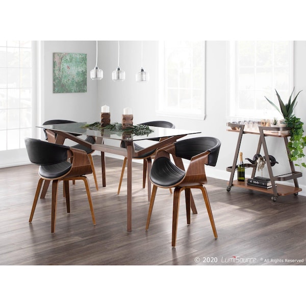 Lumisource Symphony Dining/Accent Chair in Walnut Wood and Black Faux Leather - CH-SYMP WL+BK