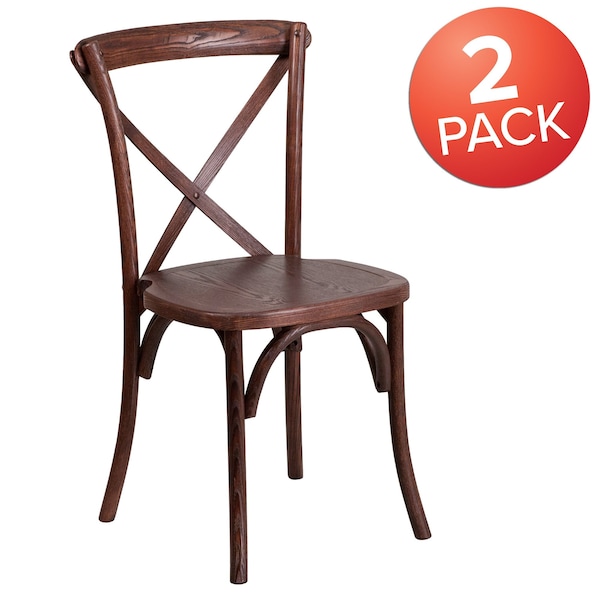 Flash Furniture HERCULES Series Mahogany Cross Back Chair - 2-XU-X-MAH-GG
