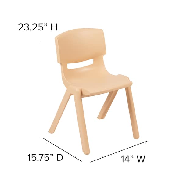 Flash Furniture Natural Plastic Stackable School Chair with 13.25" Seat Height, PK5 - 5-YU-YCX-004-NAT-GG