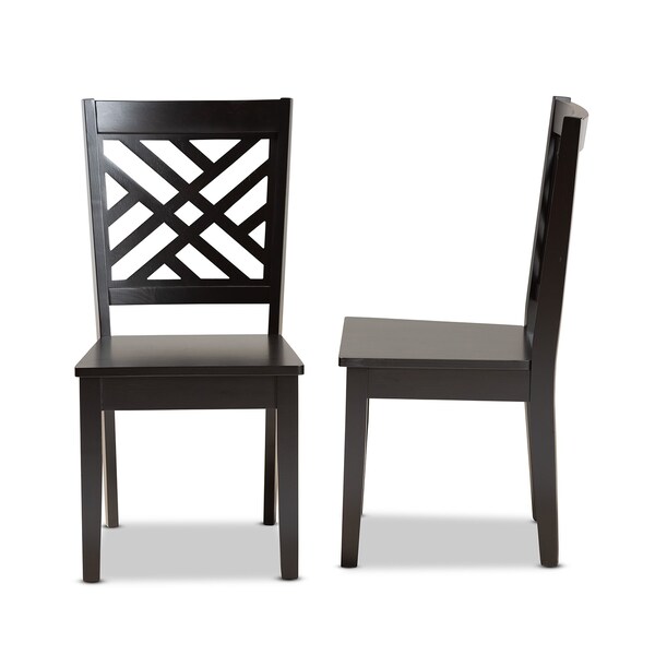 Baxton Studio Caron Modern and Contemporary Transitional Dark Brown Finished Wood 2-Piece Dining Chair Set - 180-11430-ZORO
