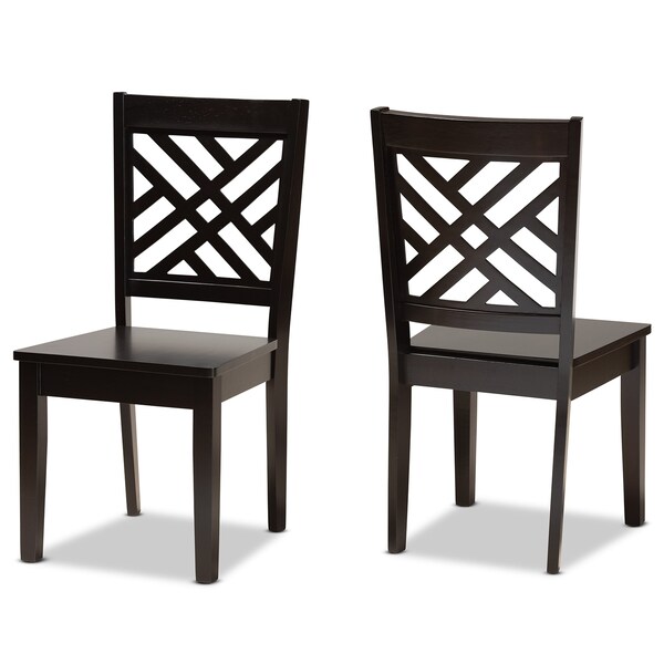 Baxton Studio Caron Modern and Contemporary Transitional Dark Brown Finished Wood 2-Piece Dining Chair Set - 180-11430-ZORO