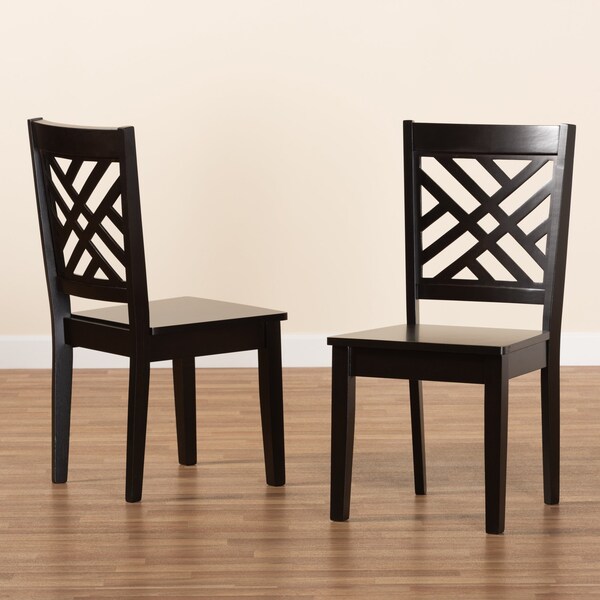 Baxton Studio Caron Modern and Contemporary Transitional Dark Brown Finished Wood 2-Piece Dining Chair Set - 180-11430-ZORO