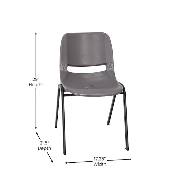 Flash Furniture 661 lb. Capacity Gray Stack Chairs-Black Frame, 5PK - 5-RUT-16-PDR-GY-GG