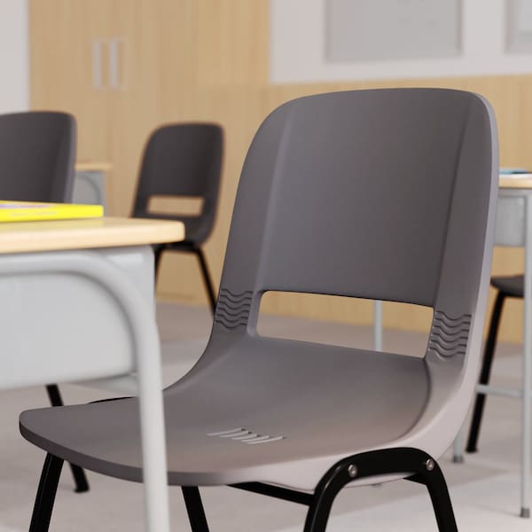 Flash Furniture 661 lb. Capacity Gray Stack Chairs-Black Frame, 5PK - 5-RUT-16-PDR-GY-GG