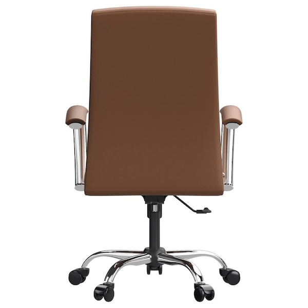 Leisuremod Evander Office Chair in Upholstered Leather and Iron Frame with Swivel and Tilt, Dark Brown - EO20DBRL